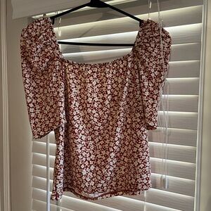 Off shoulder Red Floral Blouse